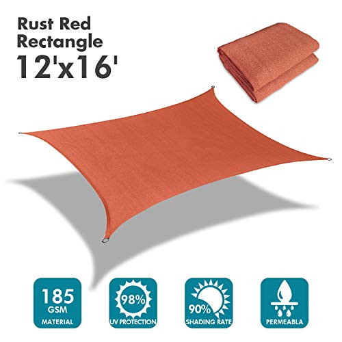 12'x16' Sun Shade Sail Rust Red Curved Rectangle (Rust Red / 1 2' X 1 6')