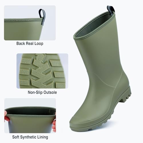 Wide Calf Women's Rain Boots Waterproof PVC Rubber Garden Boot Outdoor