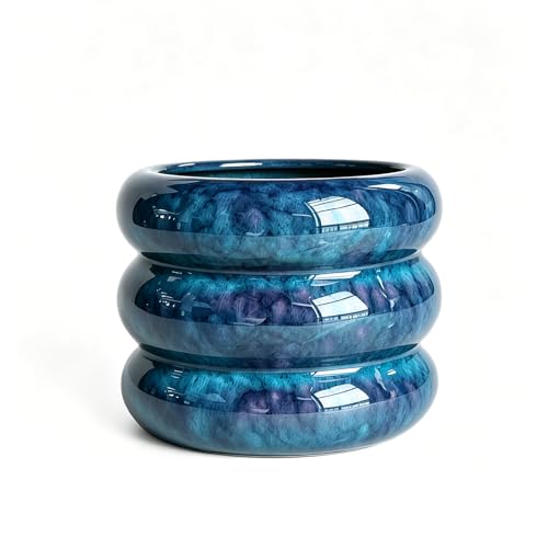 Ceramic Plant Pot Indoor (B-peacock Blue / 6.5inch)