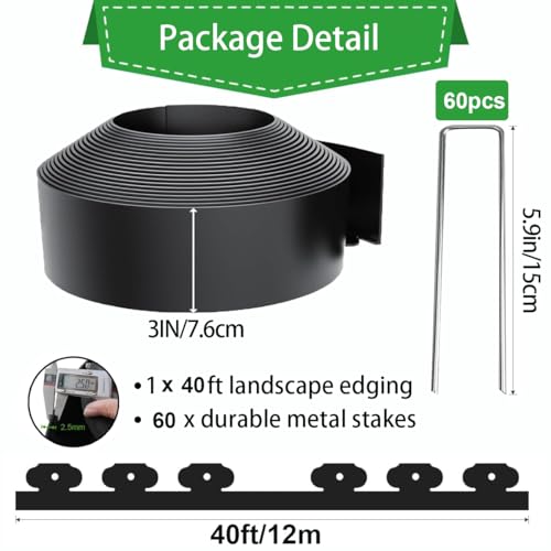 40Ft 3IN Landscape Edging (Black / 3IN x 40FT)