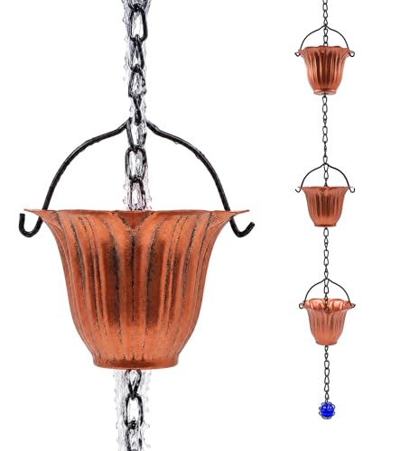 Copper Tulip Rain Chain for Gutters (Copper Tulip)