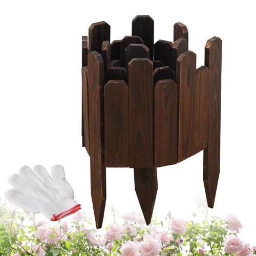 Wood Garden Edging Border for Landscaping Garden Fence Decorative Landscape Edging Border Outdoor Wood Fence for Yard Tree Flower Bed Edging Borders (Staggered Height)