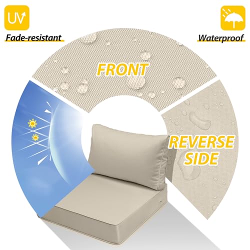 Outdoor Chair Cushions (Khaki Beige / 23"x23"x5" / 23"x13.5")