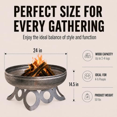 Liberty 24” Wood Burning Fire Pit Carbon Steel with Circular (Circular Base / 24" Diameter)