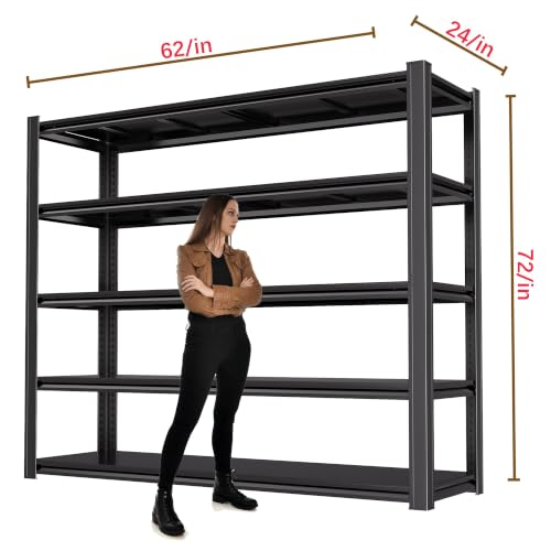 5 Tier Heavy Duty Garage Shelving (5T 62 "W x 24 "D x 72 "H)