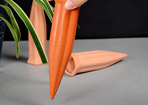Ceramic Plant Waterer Set of 6 Pack Terracotta Self Watering Spikes (6 Count)
