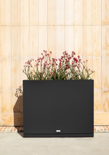 Block Series Span Planter & Drip Tray (Black / Medium - 2 pack with saucers)