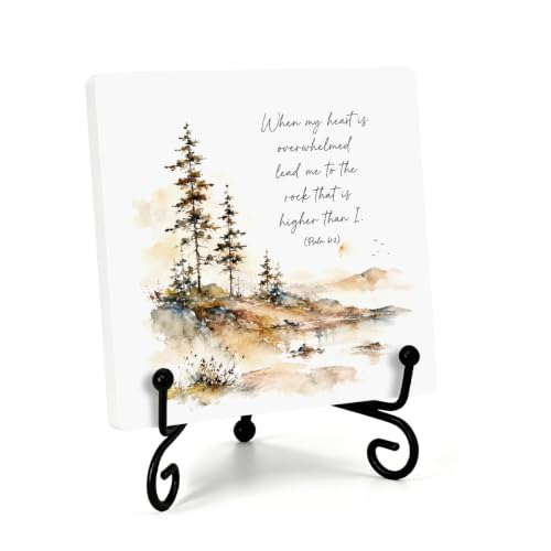 Bible Scripture Quote for Home Office Book Shelf Table Decor 6.3x6.3 Inch (Multicolor 1736 / Wooden sign with iron frame（6.3 x 6.3 inches）)