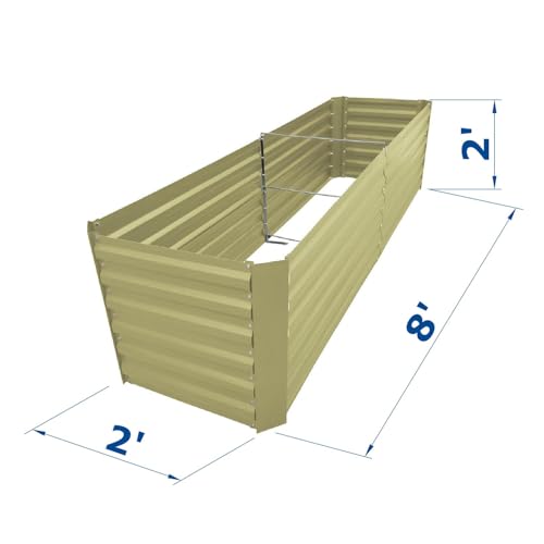 8x2x2FT Beige Metal Raised Garden Bed Kit (Beige / 8x2x2 ft)