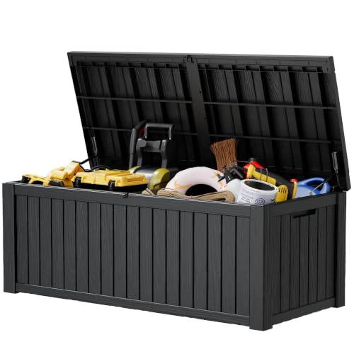 230 Gallon Outdoor Storage Box Waterproof Deck Box for Patio (Black / 230 Gallon)