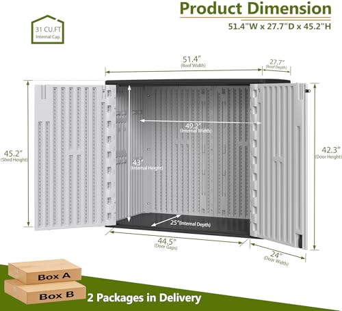37 Cu.ft Outdoor Storage Cabinet with One Tool Kit (Gray-37 cu ft)