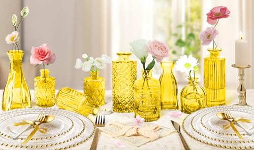 Light Yellow Glass Bud Vases Set (24 Count)