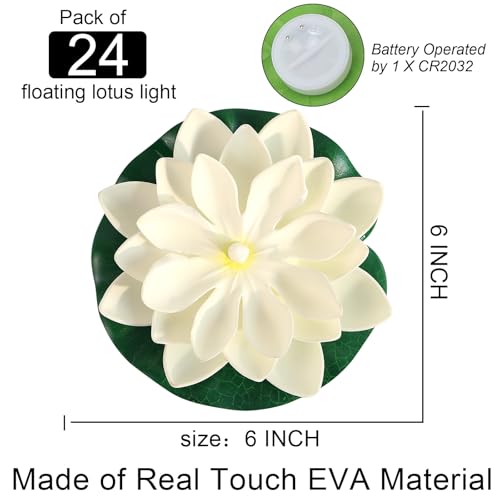 24 PCS Water Activated Floating Lights (Warm White / 6 inch 24pcs)