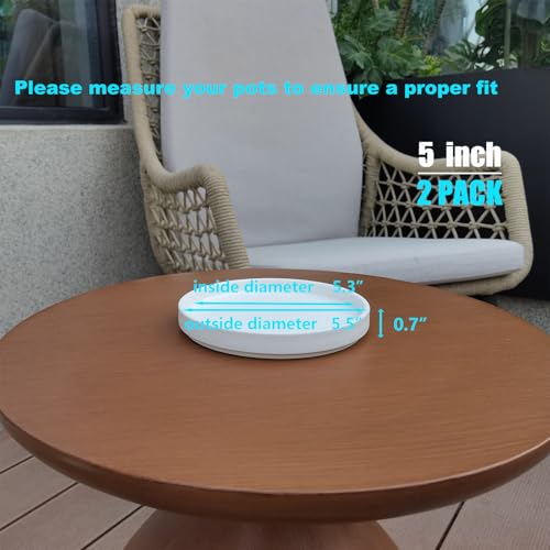 Ceramic Plant Saucer 5 Inch (5in(2 Pack) / Frosted White)