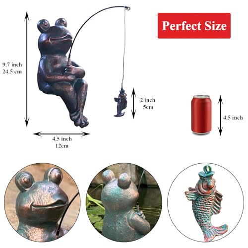 Antique Copper Fishing Frog Statues (Fishing Copper Frog Statue)
