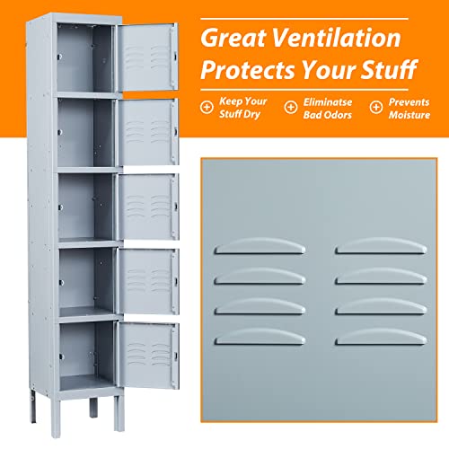 Metal Locker with 5 Doors (Grey(4 Legs) / 5 Doors-65.98")