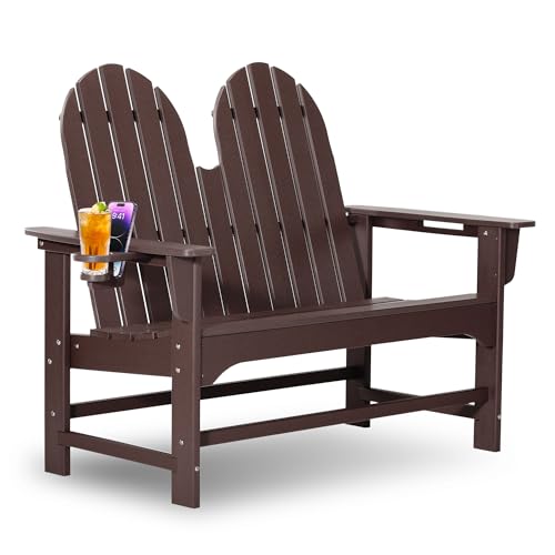 Outdoor Patio HDPE Adirondack Garden Skinny Bench (Dark Brown / 51.5IN)