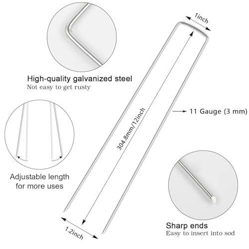 12 Inch 100 Pack Galvanized Landscape Staples 11 Gauge Anti (100 Count)