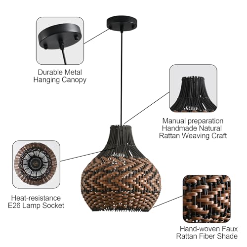 3 Pack Rattan Pendant Light (3 Count)