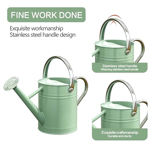 Metal Watering Can for Outdoor Plants (Cream Green)