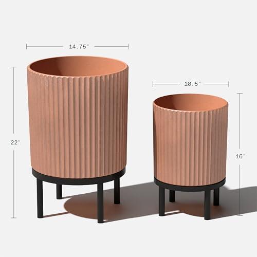 Demi Series Raised Duo Planters (Terracotta/Black / Bundle)