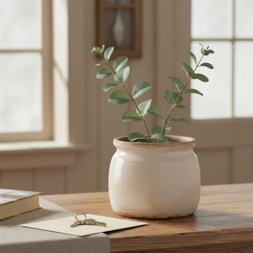 Ceramic Planter & Vase for Wabi Sabi Decor (Antique Ivory / 6.3 in)