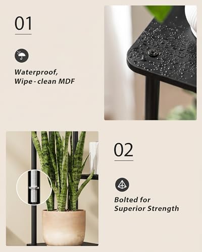 Corner Plant Stand Indoor Tall Plant Stand Black 4 Tier (Dark Brown 4 Tier)