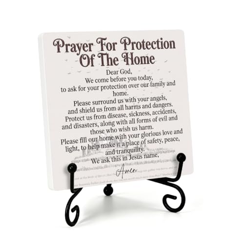 Christian Gifts Prayer Plaque for Home Book Shelf Table Decor 6.3x6.3 In 02 (Multicolor 1727 / Wooden sign with iron frame（6.3 x 6.3 inches）)