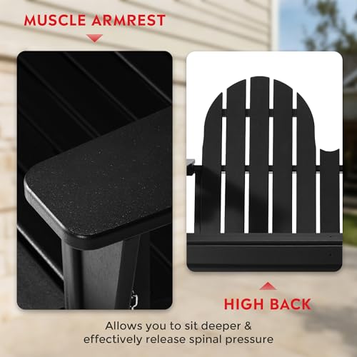 Outdoor Patio HDPE Adirondack Garden Skinny Bench (Black / 49.5IN)