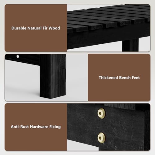 35.5" Outdoor Garden Bench (Black / 35.5 IN)