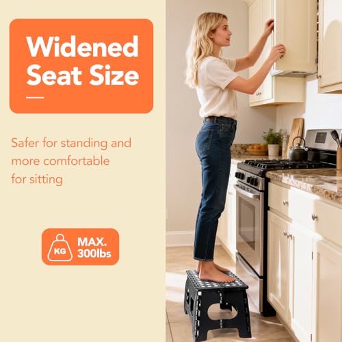 9 Inch Folding Step Stool (Widen Black / 9Inch( Pack of 2))