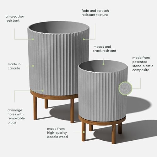 Demi Series Raised Duo Planters (Gray/Brown / Bundle - 2 Pack)