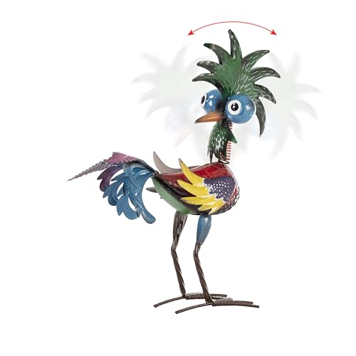 19" Tall Wild Tropical Metal Rooster Yard Statue (19" Multicolor Rooster)