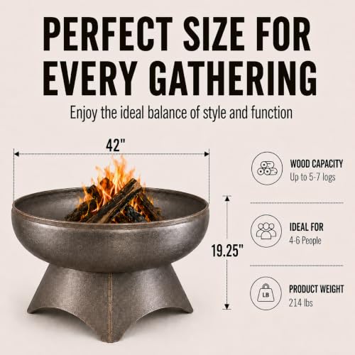 Liberty 42” Wood Burning Fire Pit Carbon Steel with Standard