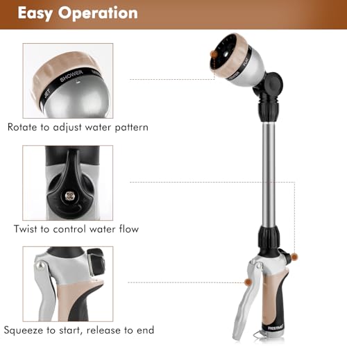 Heavy Duty Metal Hose Wand (Gold / 16 inch - 180° Swivel)