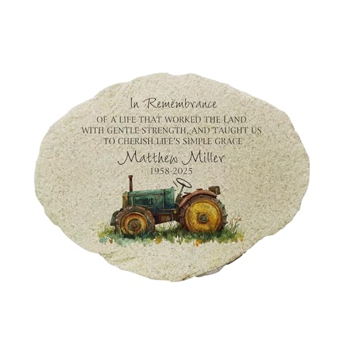 Personalized Farmer Memorial Small Flat Garden Stone (Tractor / Small)