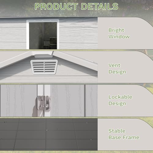 6x4FT Plastic Outdoor Storage Shed with Floor (6x4FT / Light Gray)