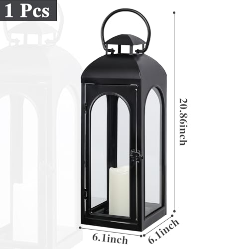 Decorative Outdoor Lantern Candle (Black Lantern Timer / 20 Inch)