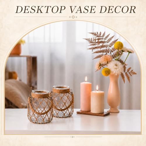Set of 2 Clear Coastal Glass Vases (Clear / 6.5 x 5.5 Inches)