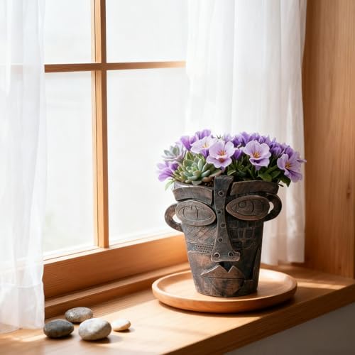 Large Flower Pots Colorful Face Planters Head Planter
