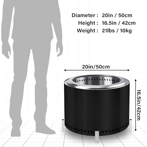 20" Smokeless Firepit with Stand (20 Inch Black)