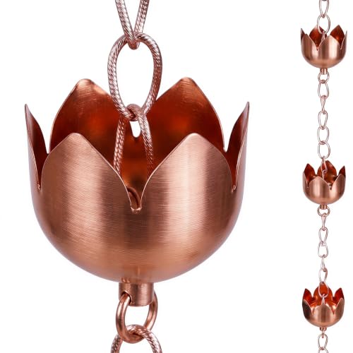 Copper Rain Chain for Gutters (Lotus Cups)