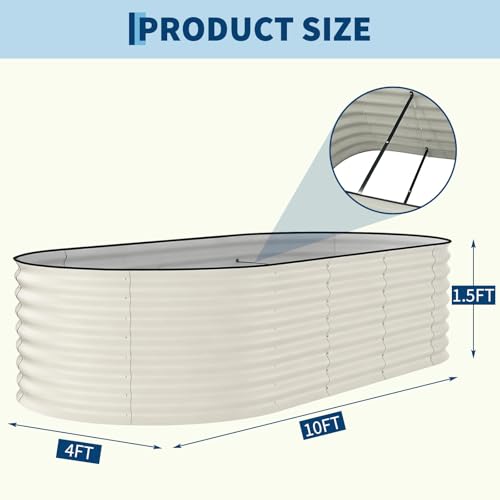 10x4x1.5ft Galvanized Raised Garden Bed (Beige-oval / 10x4x1.5ft)