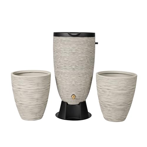 Newport 50‑Gallon Flat‑Back Rain Barrel with Stand & Planter Bundle (Slate / Rain Barrel & Planter Bundle)