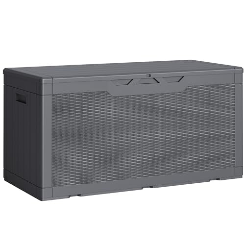 Outdoor Storage Box 100 Gallon Storage Bin with Lid for Patio Furniture (Gray / 100 Gallon)