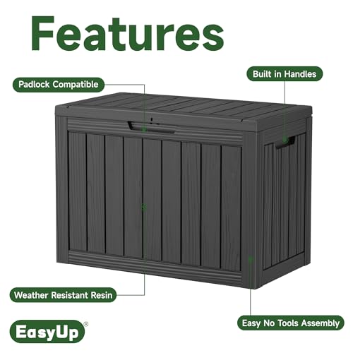 45 Gal Waterproof Outdoor Storage Box UV Resistant Deck Box (Black / 45 Gallon)