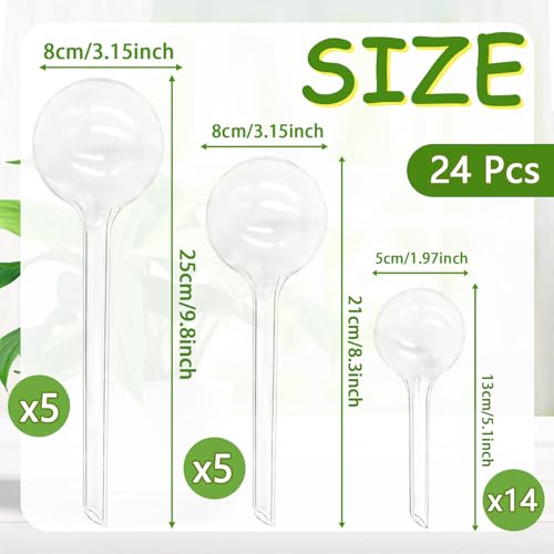 24 Pcs Plant Watering Globes (5 Large+5 Medium+14 Small)