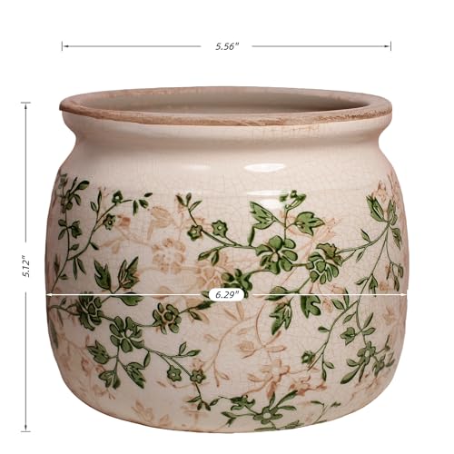 Vintage Country Ceramic Vase and Planters (Sage Beige / 6.3 in)