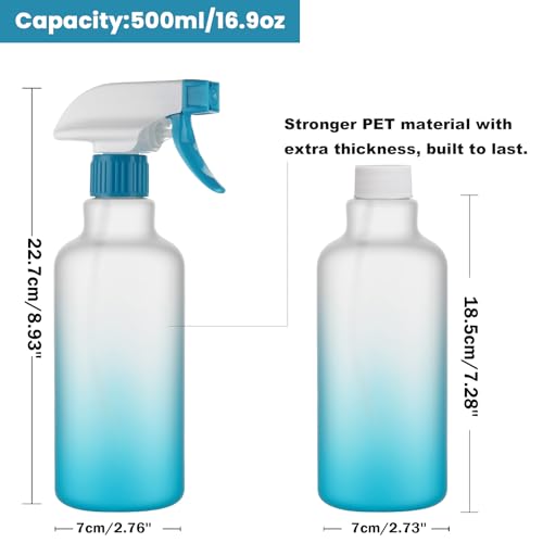 16.9oz 500ml Plastic Spray Bottles 2 Pack (Blue)