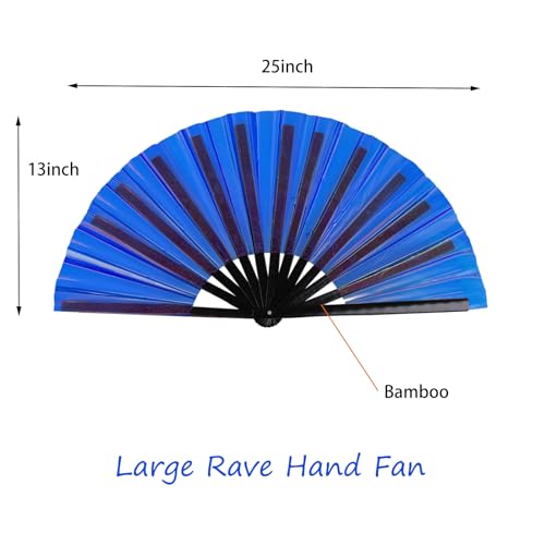 Large Folding Hand Fan for Line Dance (Blue)